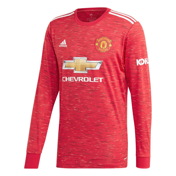 Manchester United Home Long Sleeve Football Shirt 20/21 | SoccerDragon