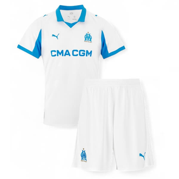 Marseille Home Kids Football Shirt 25 26