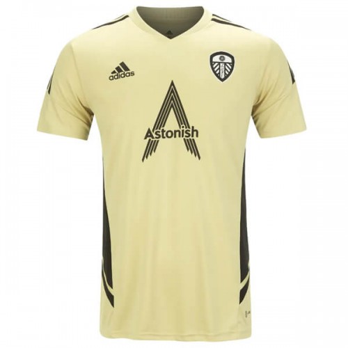 Leeds United Pre Match Training Football Shirt Beige