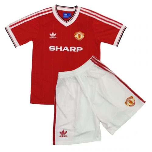 Retro Manchester United Home Kids Football Kit 86