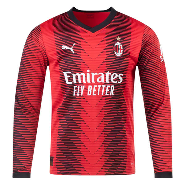AC Milan Home Long Sleeve Football Shirt 23 24