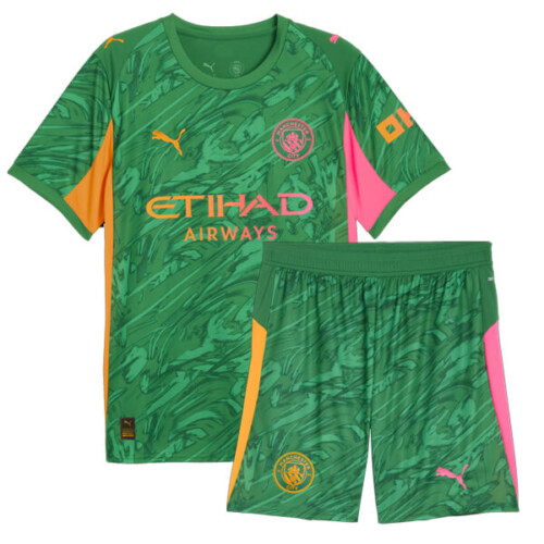 Manchester City Kids Goalkeeper Football Kit 25 26 - Green