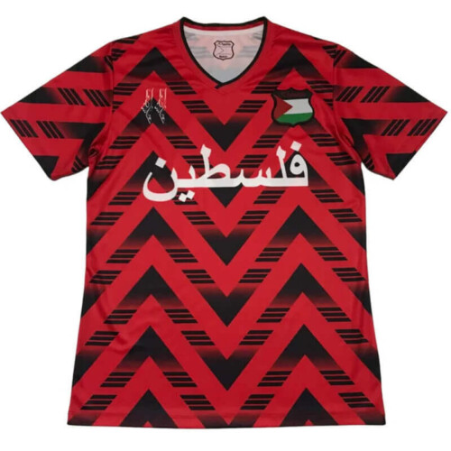 Retro Palestine Football Shirt Red Black